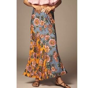 FARM Rio x Anthropologie Midi Floral Slip Skirt Size Small NWT